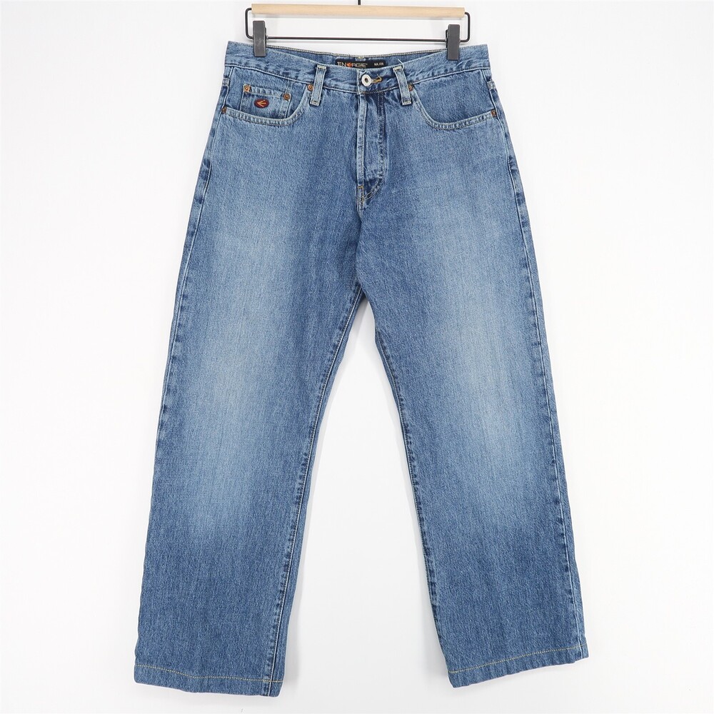 Energie Major Jeans Mens 30x28 Blue 100% Cotton Button Fly Made In Italy Hemmed*
